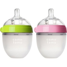 Resim Comotomo Antikolik Silikon Biberon 2'li 150 ML Yeşil - Pembe 