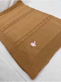 Resim belpa Kuğu Concept Triko Bebek Battaniyesi %100 Pamuklu,Saç Örgü Detaylı,Kız Bebek Erkek Bebek Battaniyesi,Kalın Triko Bebek Battaniyesi 