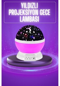 Resim Yıldız Görünümlü Gece Lambası Renkli Masa Lambası Gökyüzü Projeksiyon Çok Renkli 