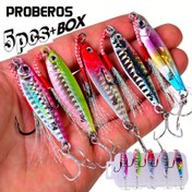 Resim 5'li Proberos Premium Metal Balıkçılık Yem Seti - Yavaş Batan Kurşun Jigler ve Üçlü Kanca, Çeşitli Renkler & Desenler, Saklama Kutusu Dahil - Tatlısu & Tuzlu Su Balıkçılığı için İdeal, Balıkçılık Kanca 