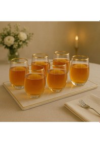 Resim Kristal Su Bardak Altın Yaldızlı 360 Ml 6 Adet Altın 