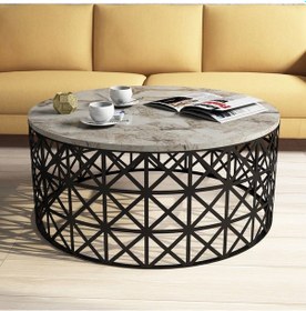 Resim Variant Selin Metal Mermer Desenli Orta Sehpa - Beyaz Mermer 