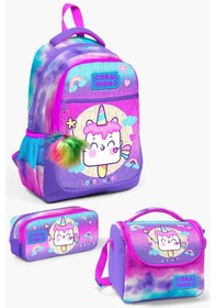 Resim Coral High Kids Renkli Batik Unicorn Dondurma Desenli 3 Lü Okul Çanta Seti Set0123480 Çok Renkli 
