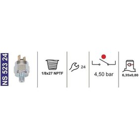 Resim Fren Basınç Müşiri-yağ Basınç-4,50 Bar 1/8x27 Npt Normalde Açık J 