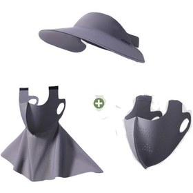 Resim Lıcorıce Uv Korumalı Açık Bisiklet Şapka Maskesi Seti Gri 