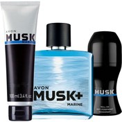 Resim Avon Musk Marine Erkek Parfüm Tıraş Sonrası Jel Ve Rollon Paketi 