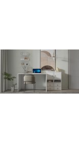 Resim Nettrends Modüler Oyuncu Masası Depolama Dolaplı Çekmeceli Raf Seti BEYAZ-PNR-OYNM-1002 