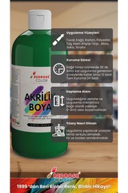 Resim Yeşil Akrilik Boya 500 gr Sanatsal, Dekoratif, Hobi Amaçlı, Canlı Renkler 