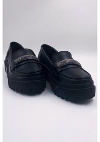 Resim Softness Siyah Kadın Topuk Pedli Yüksek Tabanlı Mat Loafer Ayakkabı Siyah 