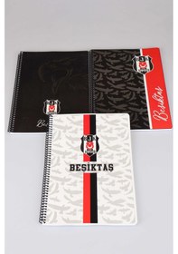 Resim Lisanslı Beşiktaş "tekli" Spırallı Çizgili A4 Karton Kapak 72 Yaprak Defter 