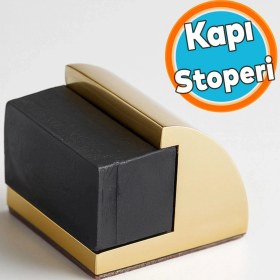 Resim Oval Metal Kapı Stoperi Gold Altın Güçlü Yapışkanlı Kauçuk Kapı Tamponu Çarpma Önleyici Durdurucu 