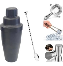 Resim Adin Tasarım 5 Parça Kokteyl Seti Shaker 700 ml Jigger 1.5/3 cl Tokmaklı Buz Maşası 