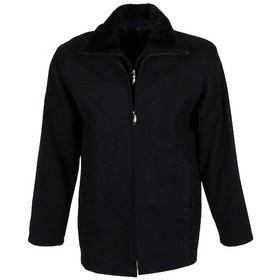 Resim Erkek Çift Yaka Yakası Kürklü Siyah Kaşe Kaban Rar01271 Siyah 