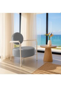 Resim Venüs Modern Berjer Soft Kumaş Beyaz Metal Ayaklı Koltuk Ev & Ofis Gri Gri 