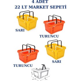 Resim 4 adet 22Litre Market ve Alışveriş Sepeti, Saplı Market Sepeti R6 
