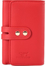 Resim Septwolves Parla Hakiki Deri Gold Detaylı Kadın Kartlık Ve Cüzdan Kırmızı 