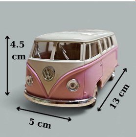 Resim Nostaljik Metal Çek Bırak Pembe Wv Minibüs Araba Kapılar Açılır Diğer 