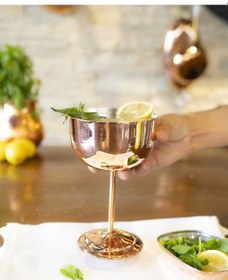 Resim Bakır Şarap Kadehi 2'li Bakır Renk 