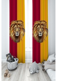 Resim Mekta Home Bebek Ve Çocuk Odası Aslan Desenli 2 Kanat Fon Perde 