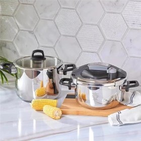 Resim AyrStore Perfect Gray 4-6 L Düdüklü Tencere Seti, Paslanmaz Çelik 