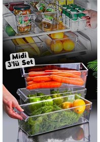 Resim Nandy Home Midi Tall Clear Buzdolabı & Dolap Içi Düzenleyici Organizer 3 Adet Şeffaf 