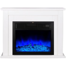 Resim Tektes Kasalı 115 CM Krem Kasalı 8 Renkli Alev Sesli Bluetoothlu Wifi Uygulamalı Elektrikli Şömine 