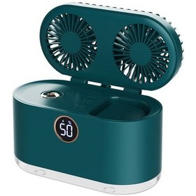 Resim 2024 Yeni Yaratıcı Akıllı Dijital Ekran Çift Bıçaklı Sprey Fan Usb Taşınabilir Ev Masaüstü Nem Ölçer 8013 Yeşil 