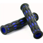 Resim Cloudstore Çift Renkli Izgara Desenli Bull Horn Fren Kolu Kılıfı Mavi Grip Ve Koruma 