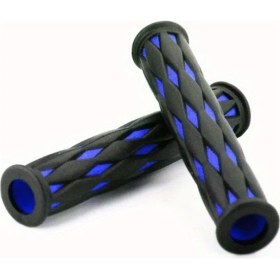 Resim Cloudstore Çift Renkli Izgara Desenli Bull Horn Fren Kolu Kılıfı Mavi Grip Ve Koruma 