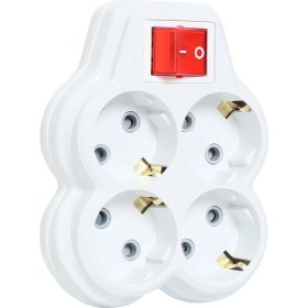 Resim Timsal Elektrik Dörtlü ( 4'lü ) Anahtarlı Golyat Priz Çoğaltıcı Grup Priz Fiş 