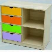 Resim Edutoys Dolap 2 Bölmeli 4 Çekmeceli 