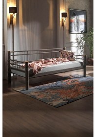 Resim Kappis Daybed Tek Kişilik Sedir Metal Karyola 90x200 Kahverengi Ahşap Latalı 