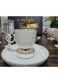 Resim Twinkle Luxury Gold Bone Porselen Kahve Fincan Takımı 01gld01 