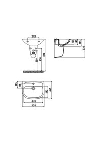 Resim Creavit Pitta 45 x 55 CM Batarya Delikli Lavabo +Sedef Yarım Ayak 
