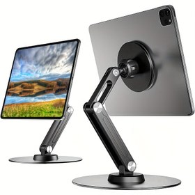 Resim Alüminyum Alaşımlı Tablet Standı, Manyetik Tutucu ile, 360 Derece Döndürülebilir, iPad Cihazları ile Uyumlu 