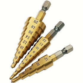 Resim 3 adet Çoklu Boyutlu HSS Adım Matkap Seti - Ahşap ve Metal için Hassas Matkap, Verimli ve Çok Yönlü 