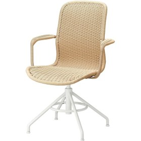 Resim Rattan Çalışma Sandalyesi, Bej-beyaz, Kolçaklı, Genişlik: 65 Cm Derinlik: 70 Cm Yükseklik: 103 Cm 