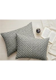 Resim More Home Yastık Kılıfı Kapaklı 2 Adet 50 X 70 Cm Gri Beyaz Yıldızlı Beyaz - Gri 