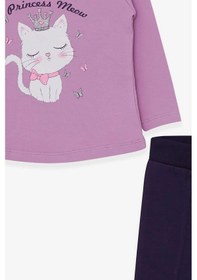 Resim Breeze Kız Bebek Taytlı Takım Kedicik Baskılı 9 Ay-3 Yaş Eflatun 