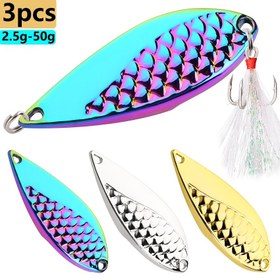 Resim 3 Adet Çinko Alaşımlı Balıkçılık Yem Seti - Çeşitli Boyutlarda Metal Spinner Kaşıkları Tuzlu Su Kancalarıyla Levrek ve Somon İçin - Atış İçin İdeal - Oltacılar İçin Mükemmel Tatil Hediyesi - Cadılar Bayramı, Şükran Günü, Noel, Yeni Yıl 