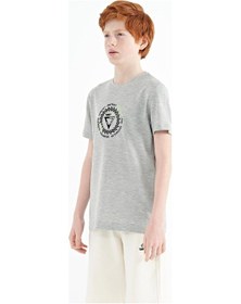 Resim Tommylife Tommy Life Gri Melanj Nakış İşleme Detaylı O Yaka Standart Kalıp Erkek Çocuk T-shirt - 11115 Gri Melanj 