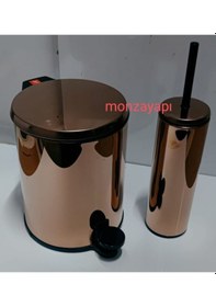 Resim Primanova Cigo Çelik Çöp Kovası 6lt Ve Tuvalet Fırçası Roza Altın 