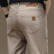 Resim Erkek Pamuk Blend Çinosu - %97 Pamuk %3 Elastan Temel Tek Renkli Pantolon, Orta Bel Düzenli Fit, Düğme Fly Kapatma - Tüm Mevsim Casual İş Giysisine 