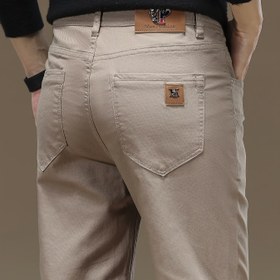 Resim Erkek Pamuk Blend Çinosu - %97 Pamuk %3 Elastan Temel Tek Renkli Pantolon, Orta Bel Düzenli Fit, Düğme Fly Kapatma - Tüm Mevsim Casual İş Giysisine 
