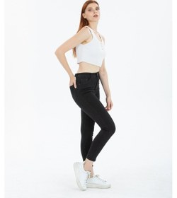 Resim Tref Jns Snow Açık Kar Mavi Yüksek Bel Toparlayıcı Dar Paça Skinny Power Likralı Kot Pantalon Açık Mavi 