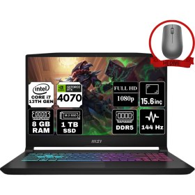Resim Msı Katana 15 Intel Core I7 13620H 8gb 1tb SSD RTX4070 Windows 11 Pro 15.6" Fhd 144Hz Taşınabilir Bilgisayar B13VGK-1874XTR-A66 & Anzar Mouse 