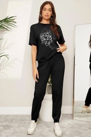 Resim uyguntarz Unisex Woman One Line Baskılı 2'li Eşofman Takımı 