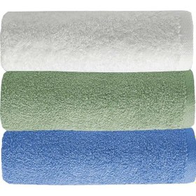 Resim 3 Lü Düz Renk El Yüz Havlu Seti %100 Pamuklu 50x90 Cm Mavi-yeşil-beyaz Çok Renkli 