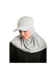 Resim Hürrem Bone Gri Pratik Hazır Geçmeli Şapkalı Tesettür Eşarp Viskon Düz 2513 15 gri 