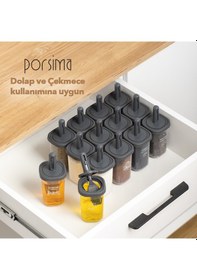 Resim Porsima 1102 Kaşıklı 14'lü Baharatlık Seti Yağdanlıklı Antrasit 